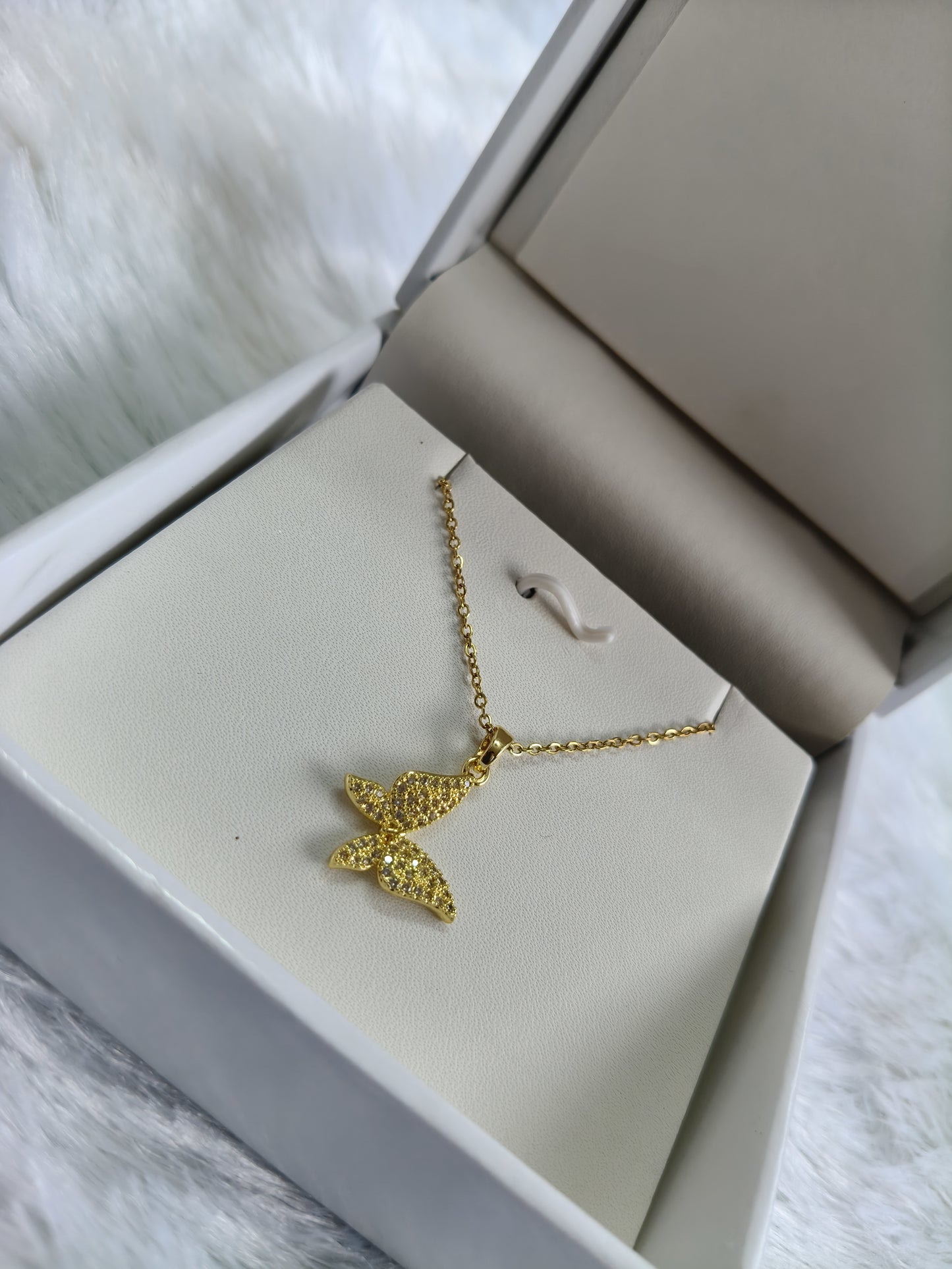 Sparkling Butterfly Gold-Plated Pendant Necklace