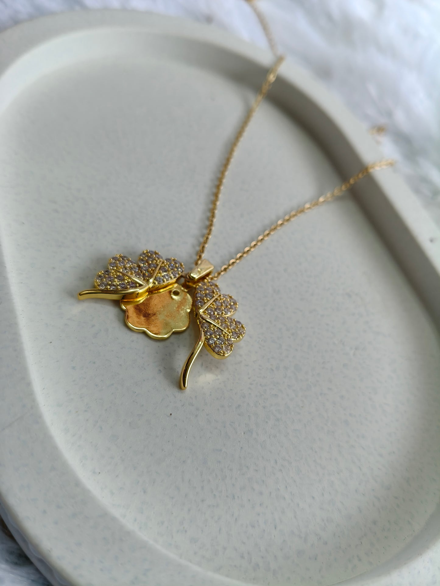 Sparkling Clover Gold-Plated Pendant Necklace
