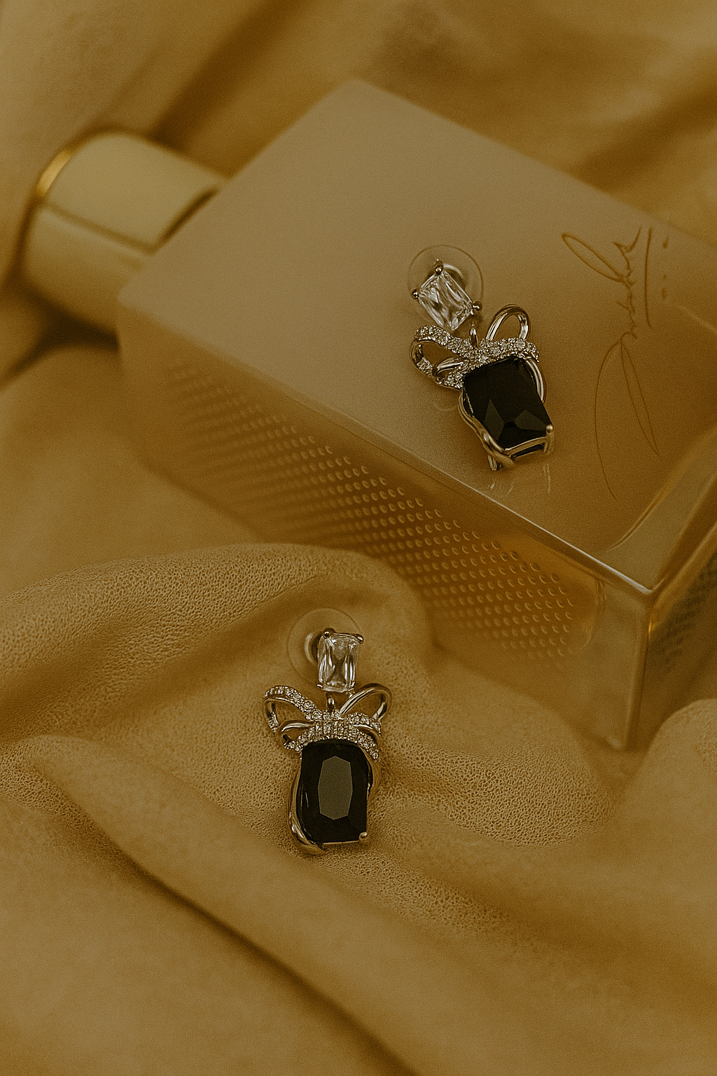 Midnight Bow Elegance  Earrings