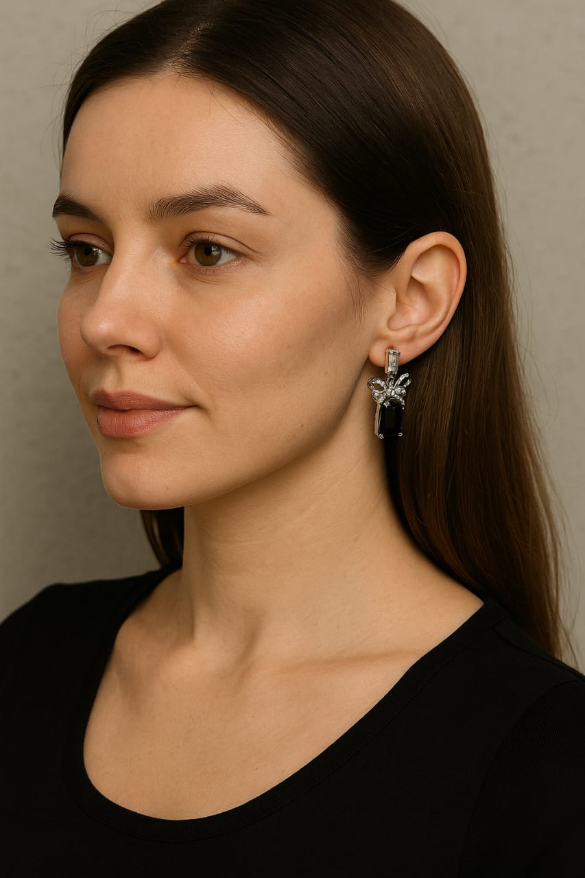 Midnight Bow Elegance  Earrings