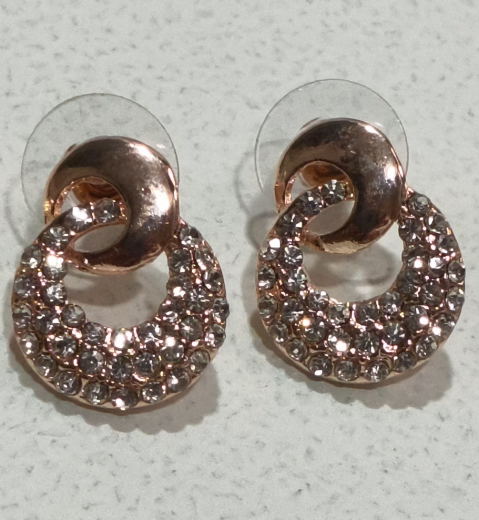 Sparkling Crystal-Studded Round Drop Earrings