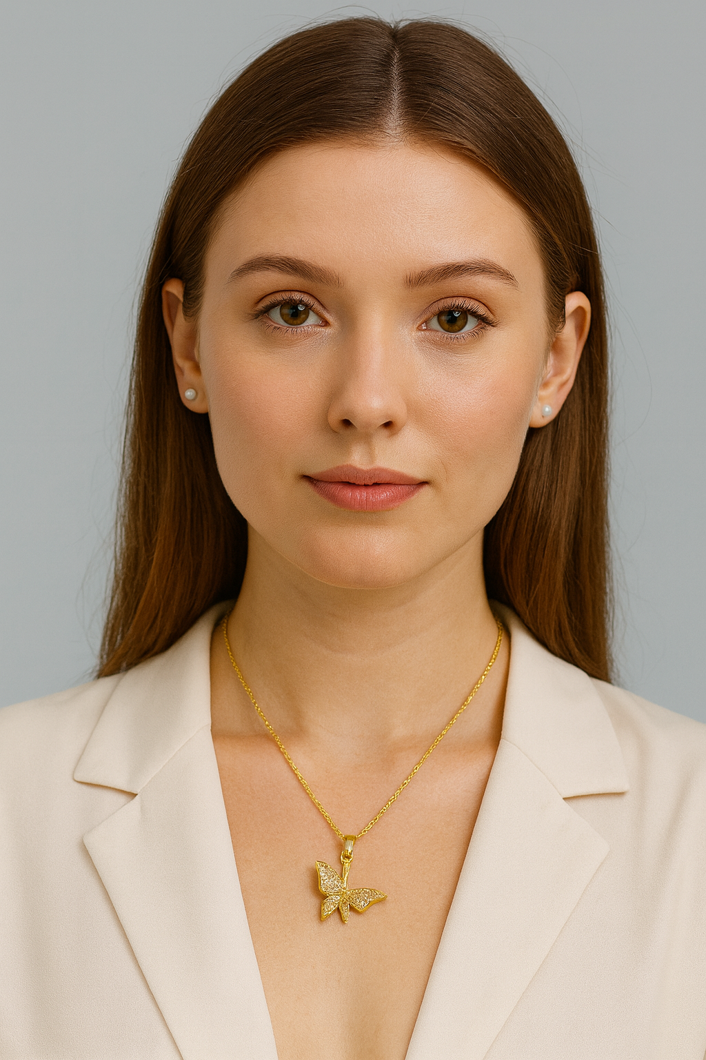 Sparkling Butterfly Gold-Plated Pendant Necklace