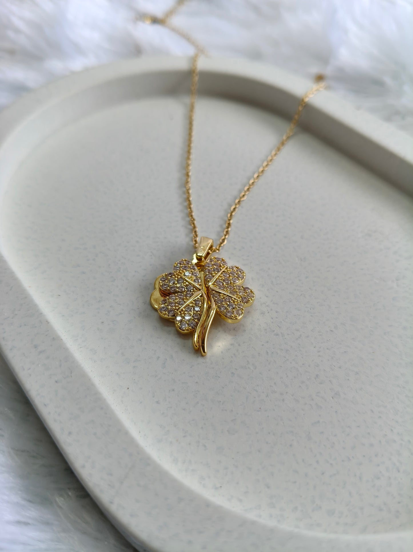 Sparkling Clover Gold-Plated Pendant Necklace