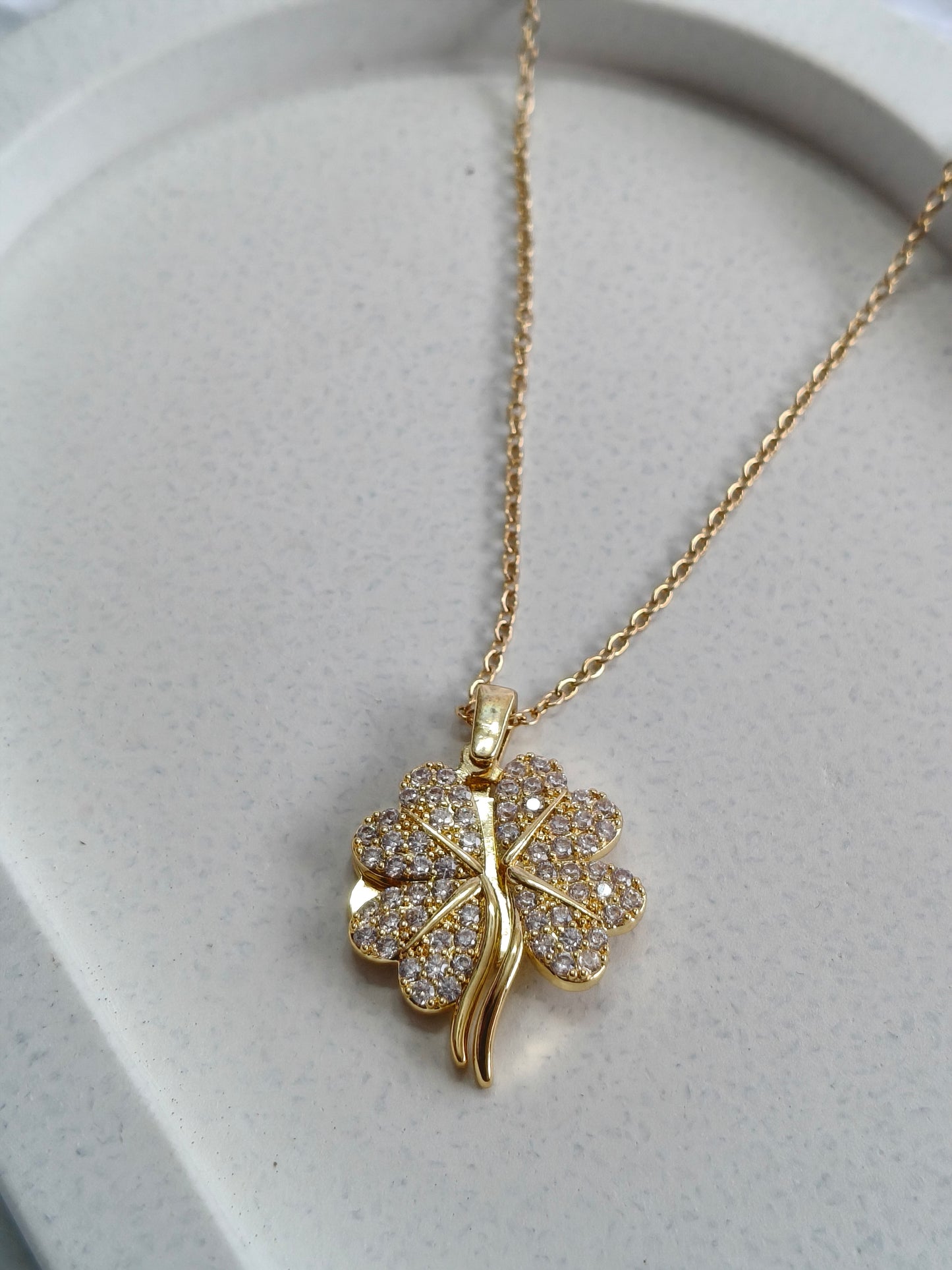 Sparkling Clover Gold-Plated Pendant Necklace
