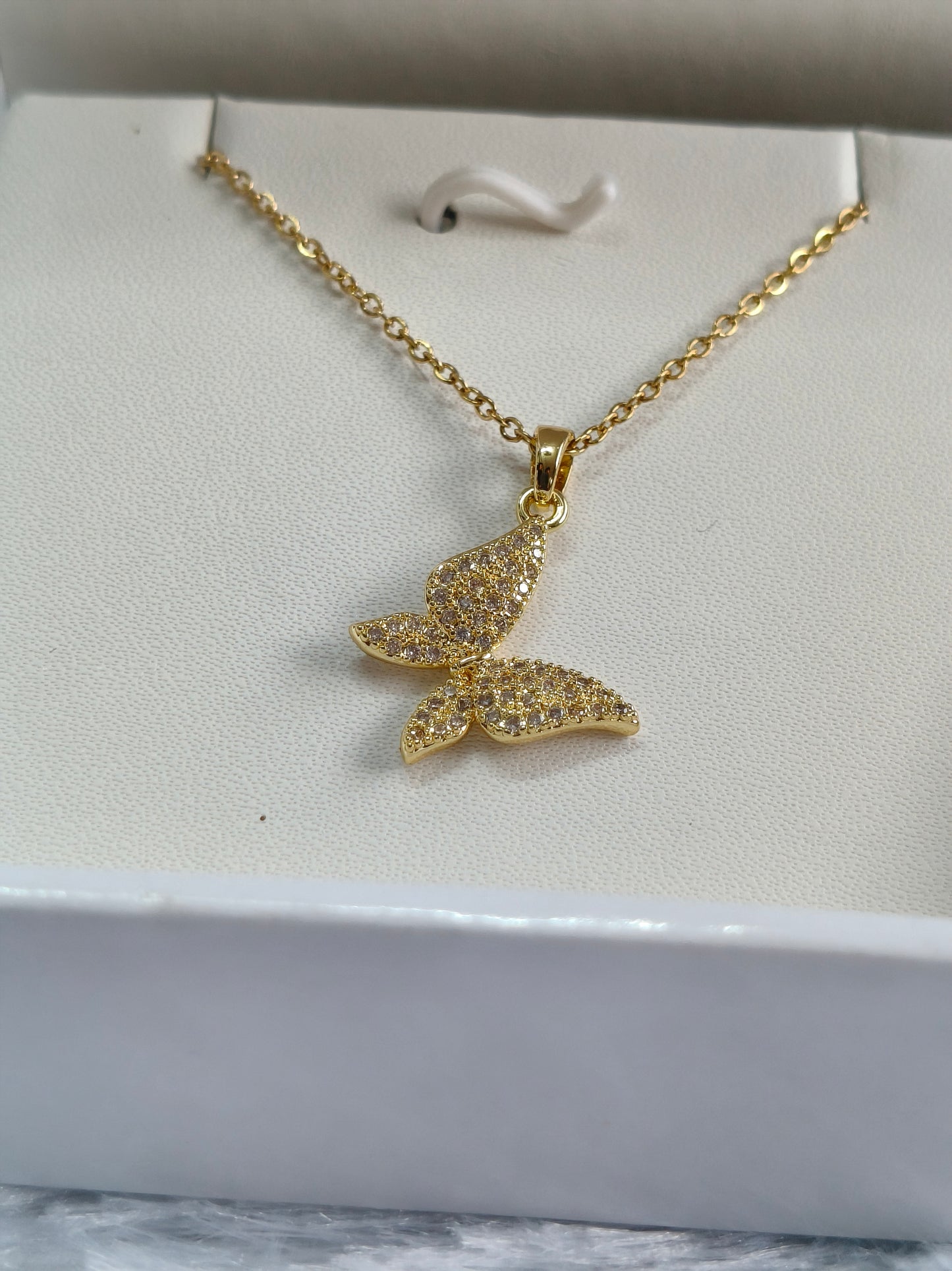 Sparkling Butterfly Gold-Plated Pendant Necklace