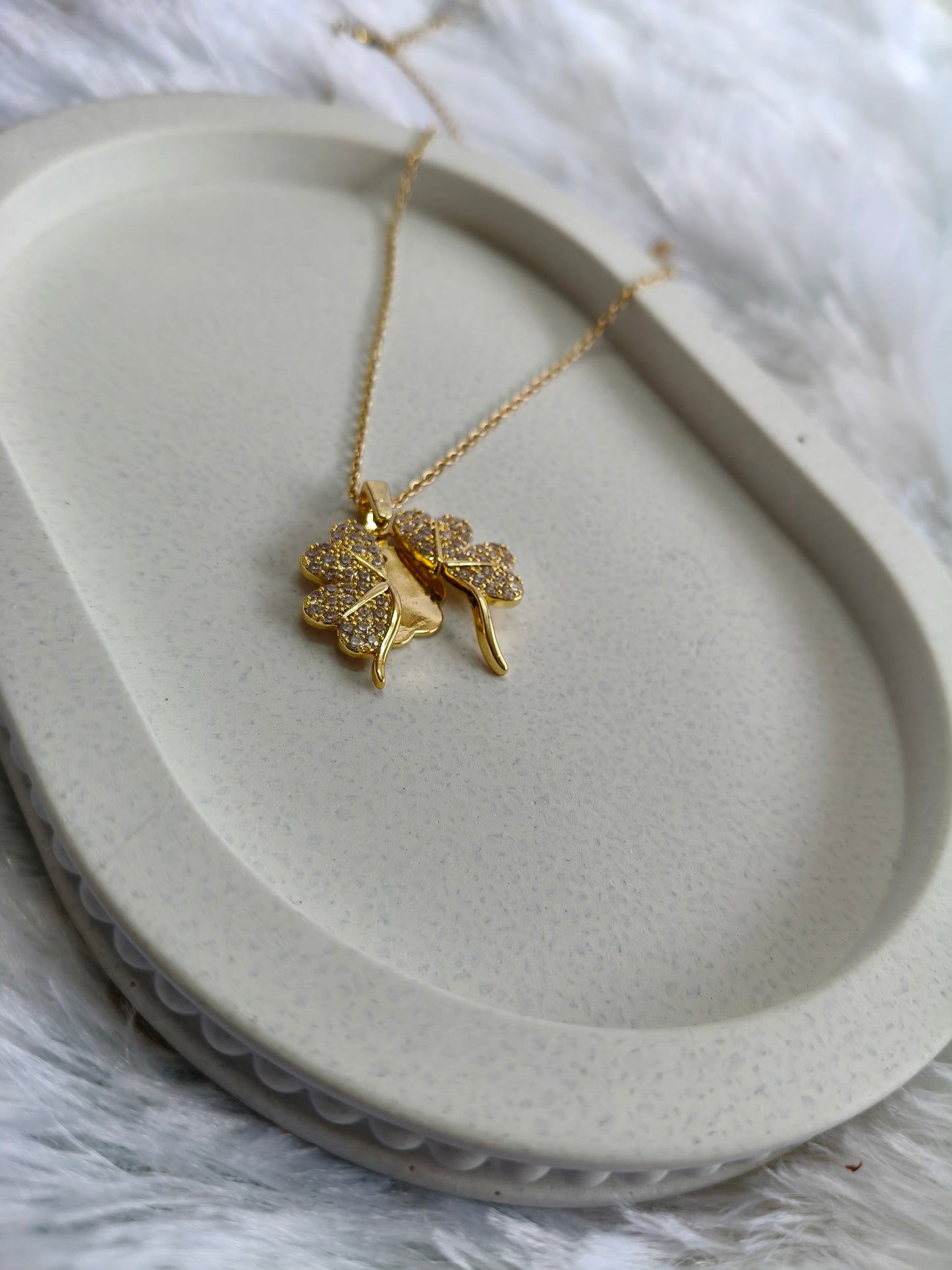 Sparkling Clover Gold-Plated Pendant Necklace