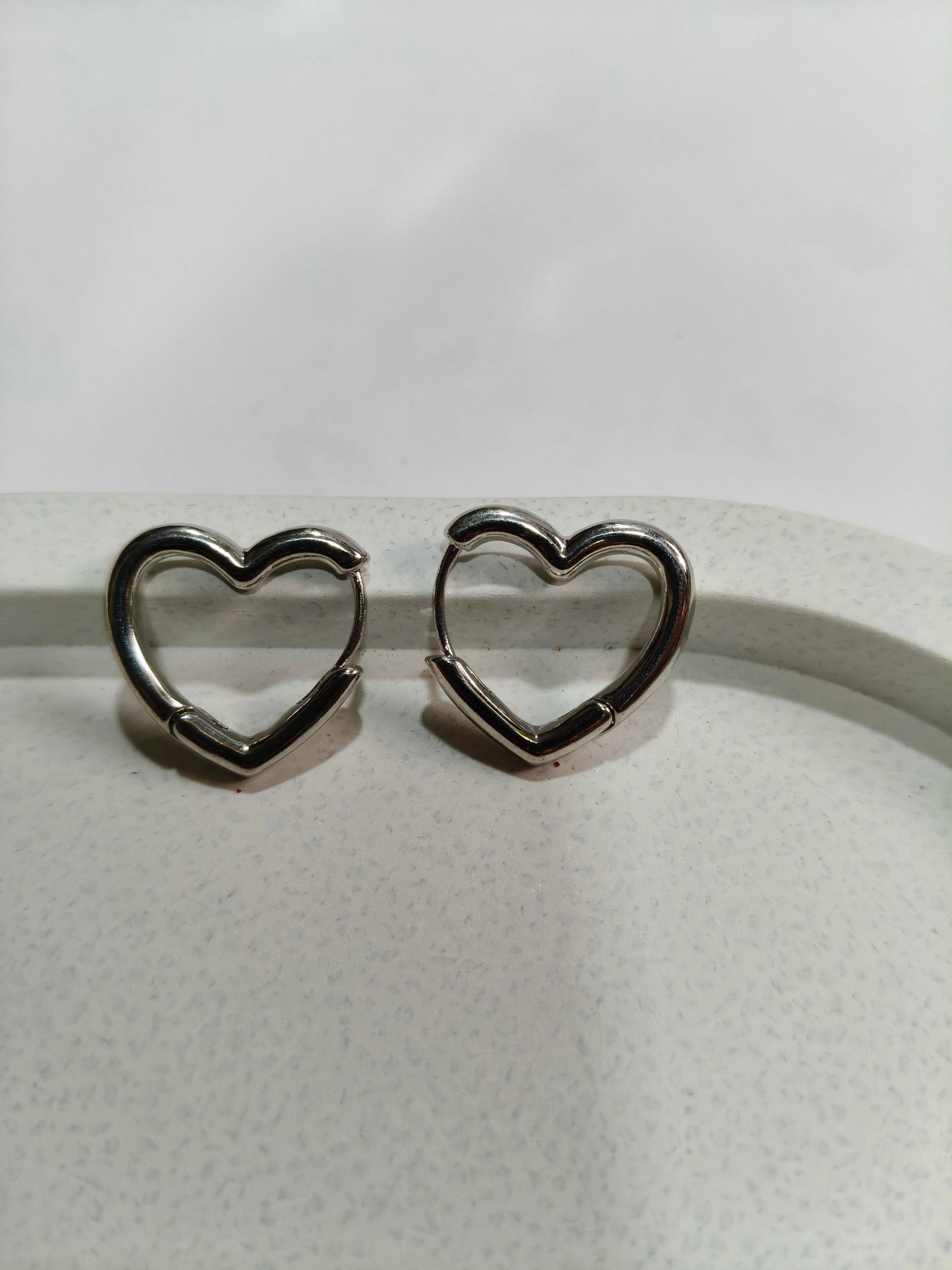 Trendy Silver Heart Hoop Earrings