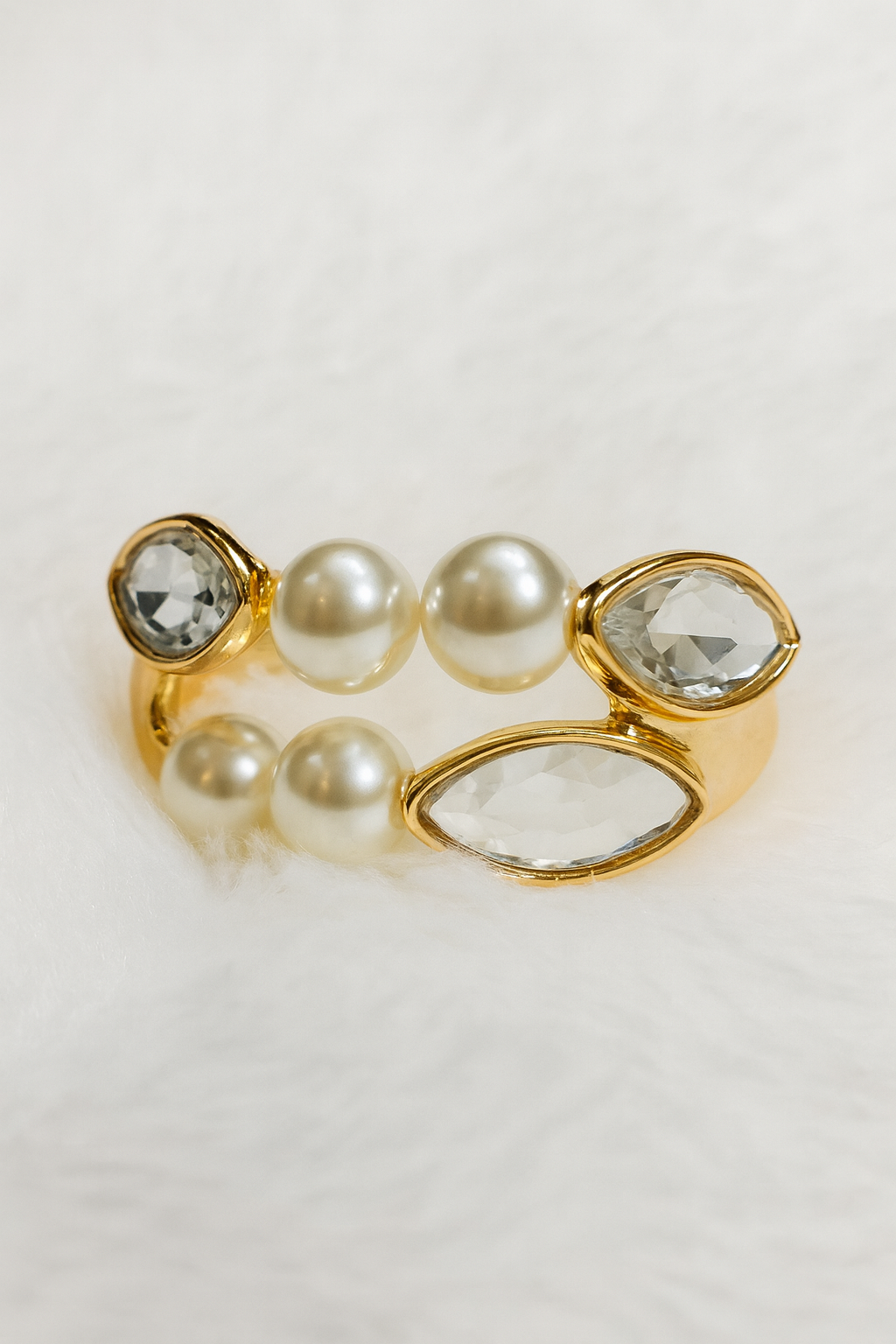 Elegant Pearl & Crystal Hand Cuff