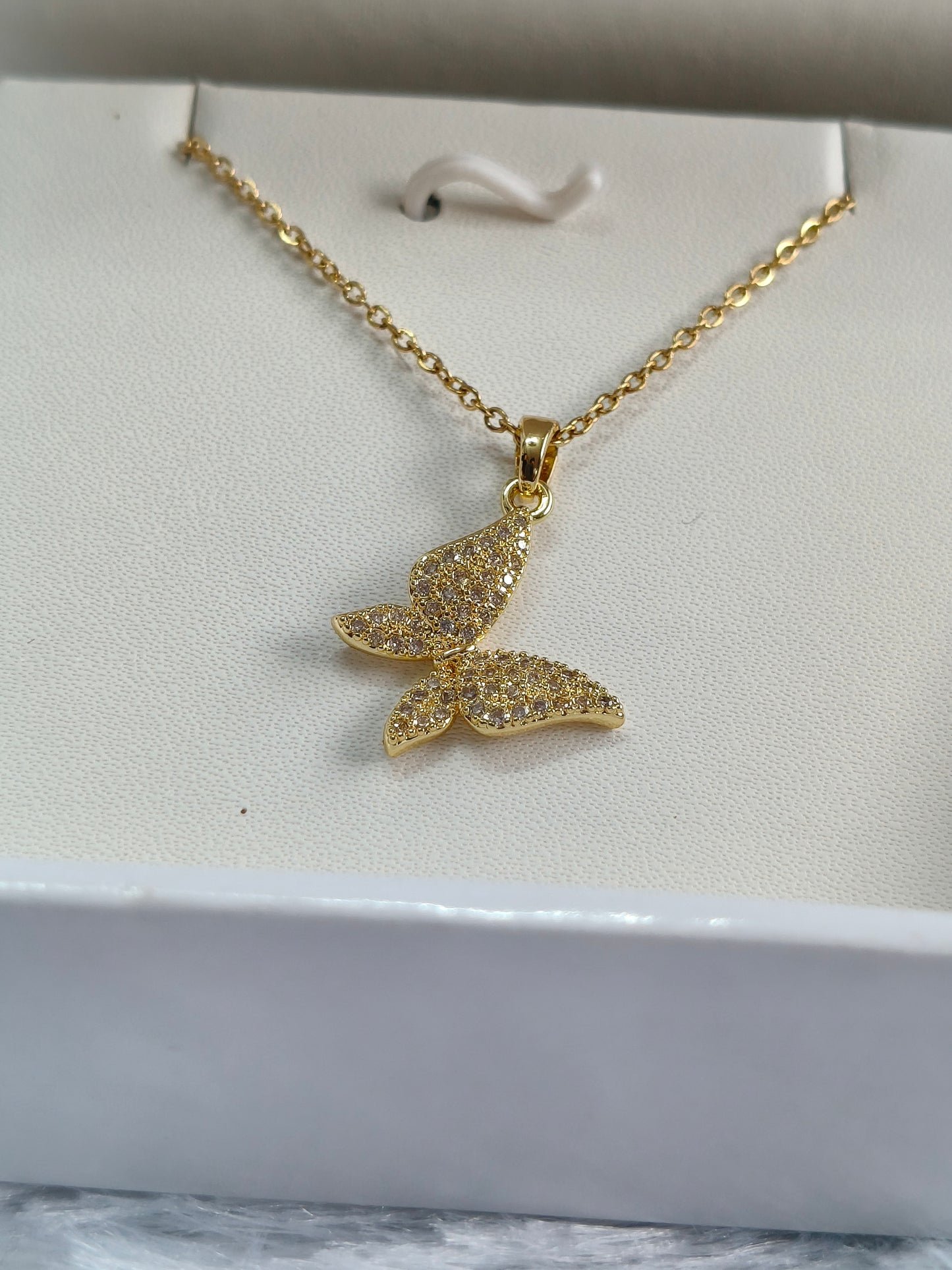 Sparkling Butterfly Gold-Plated Pendant Necklace