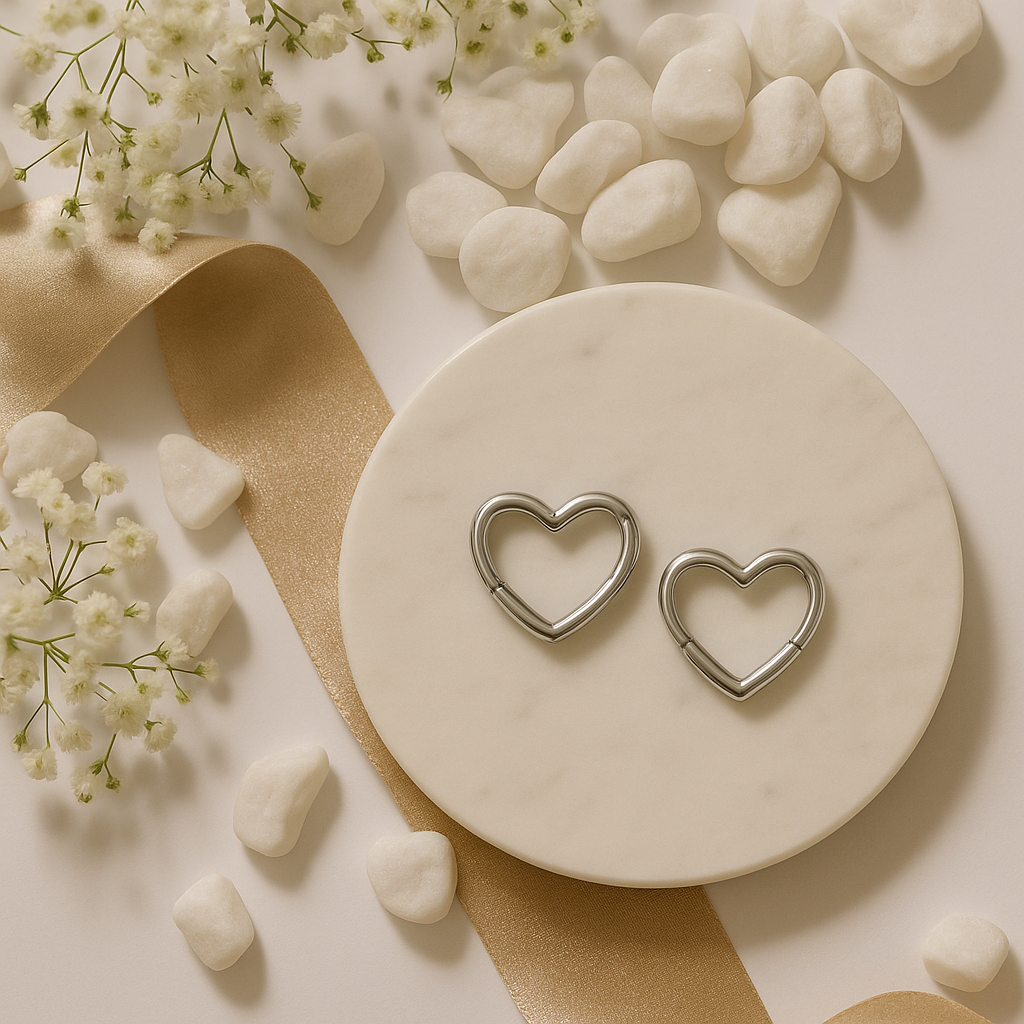 Trendy Silver Heart Hoop Earrings